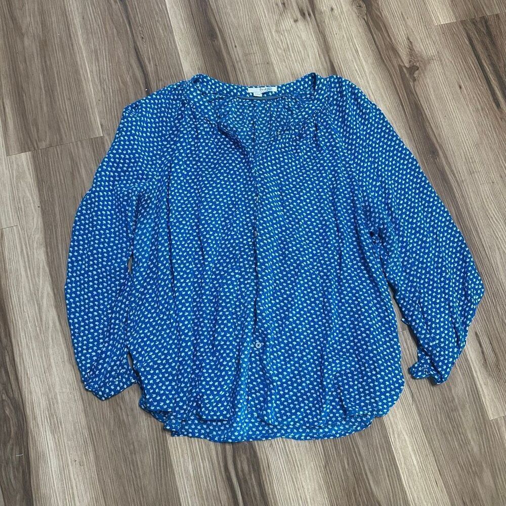 Boden blue flowy whimsical mushroom size 18 blouse